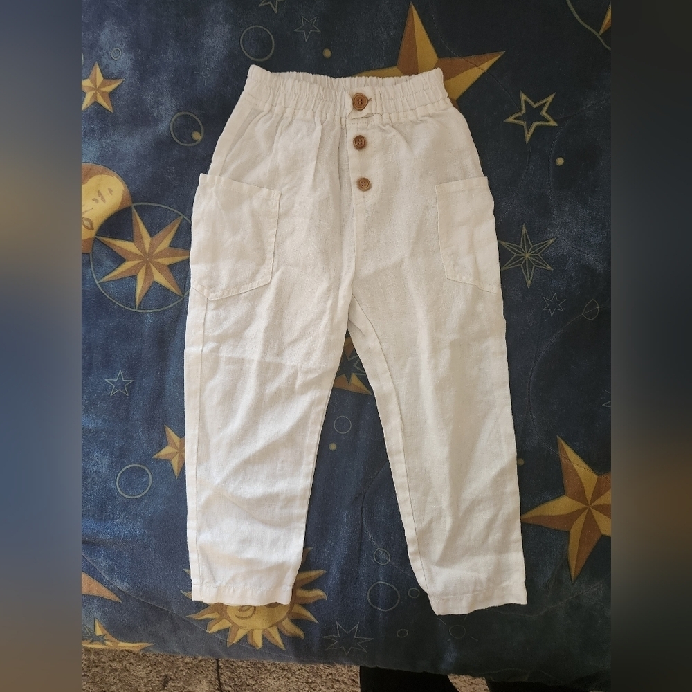 Zara Kids White Linen Trousers